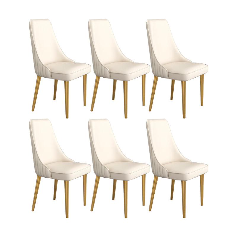Glam Style Side Chair Parsons Leather Dining Chair with Gold Frame