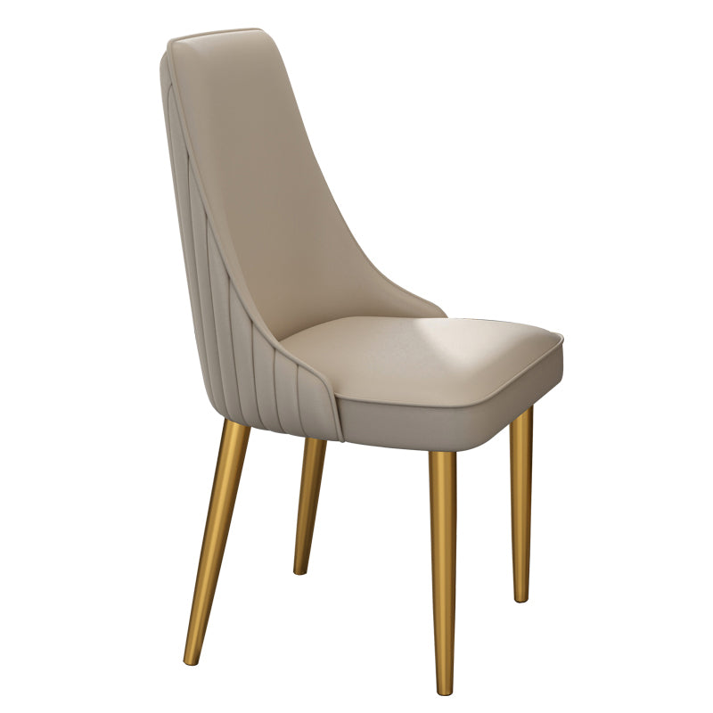Glam Style Side Chair Parsons Leather Dining Chair with Gold Frame