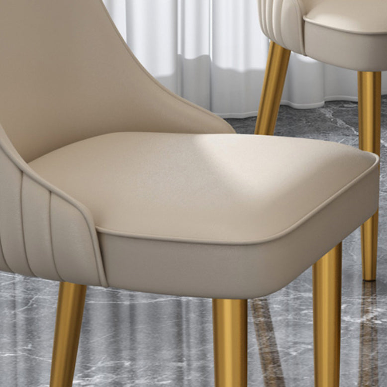 Glam Style Side Chair Parsons Leather Dining Chair with Gold Frame