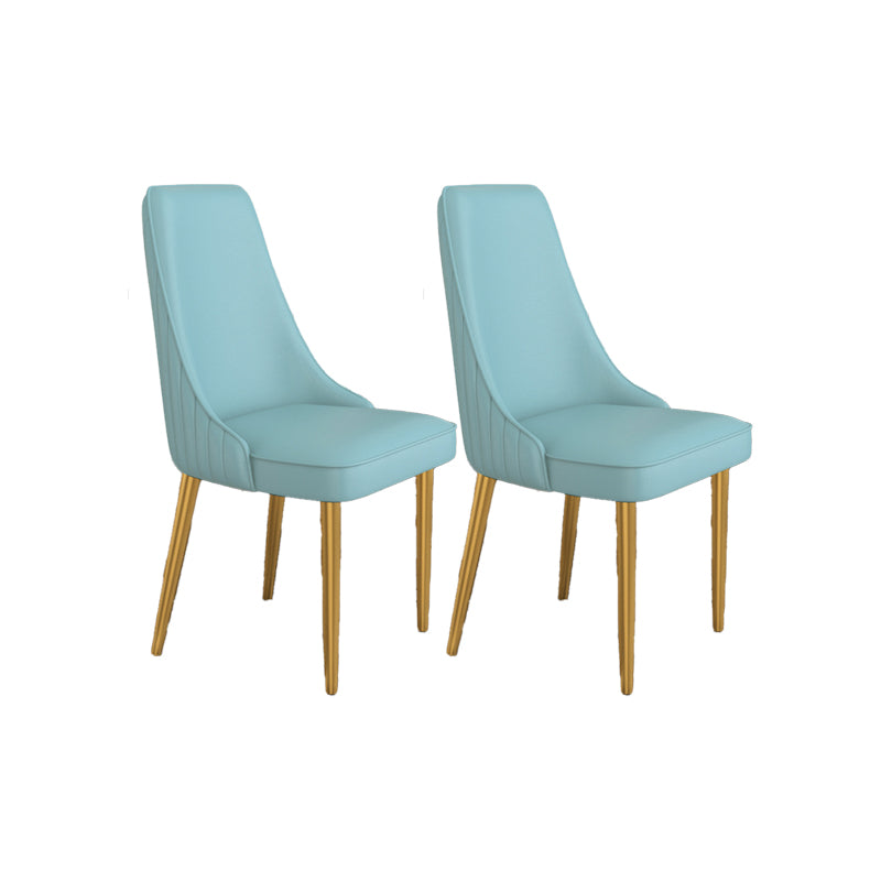 Glam Style Side Chair Parsons Leather Dining Chair with Gold Frame