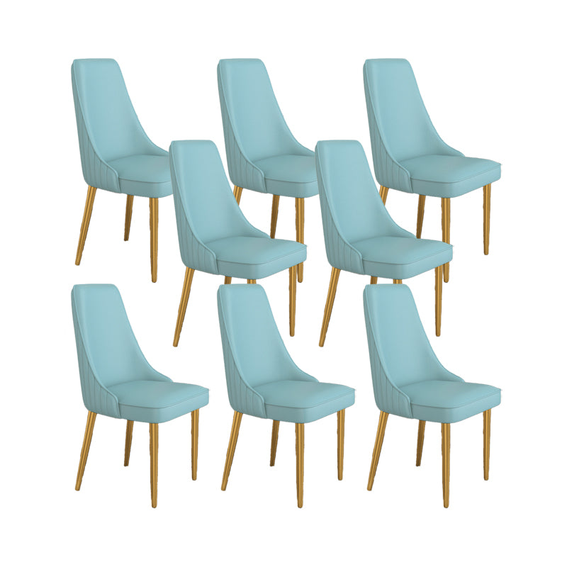 Glam Style Side Chair Parsons Leather Dining Chair with Gold Frame