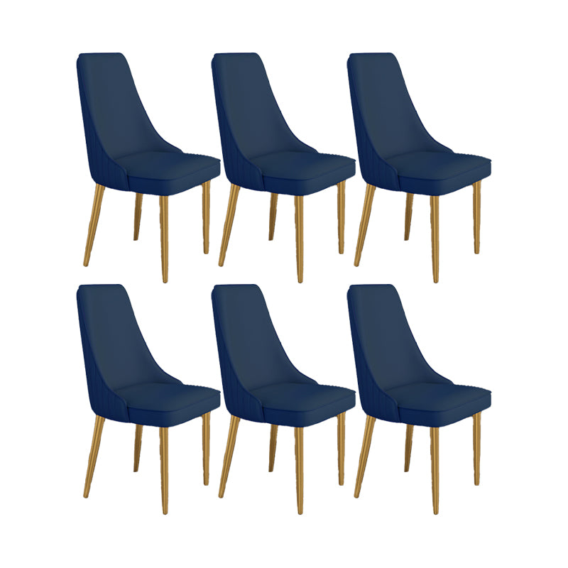 Glam Style Side Chair Parsons Leather Dining Chair with Gold Frame