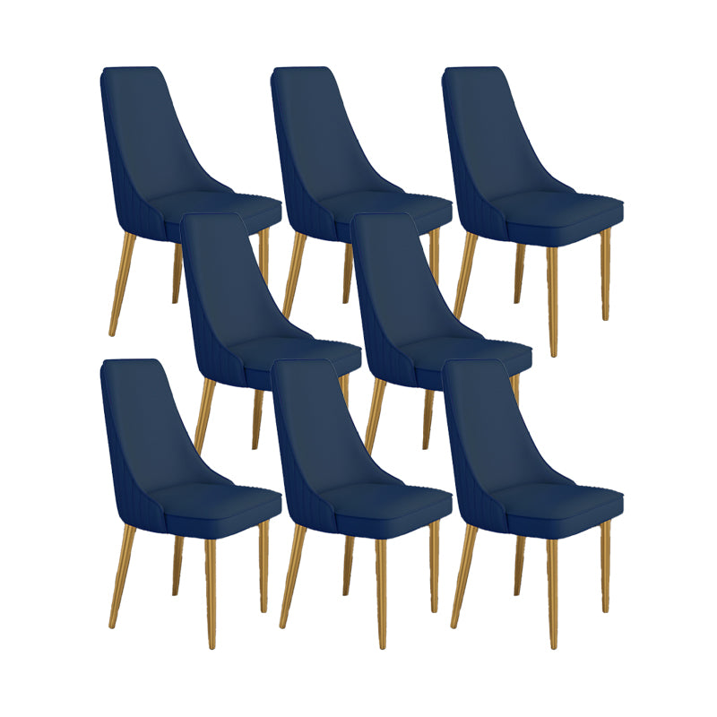 Glam Style Side Chair Parsons Leather Dining Chair with Gold Frame