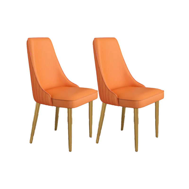 Glam Style Side Chair Parsons Leather Dining Chair with Gold Frame
