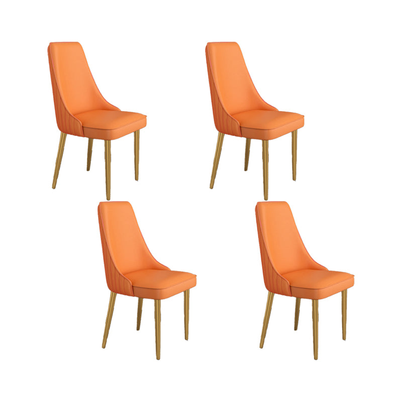 Glam Style Side Chair Parsons Leather Dining Chair with Gold Frame