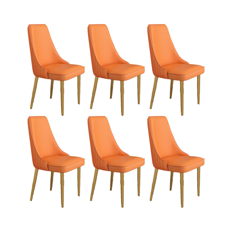 Glam Style Side Chair Parsons Leather Dining Chair with Gold Frame