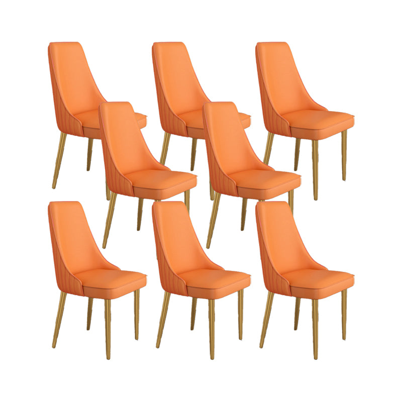 Glam Style Side Chair Parsons Leather Dining Chair with Gold Frame