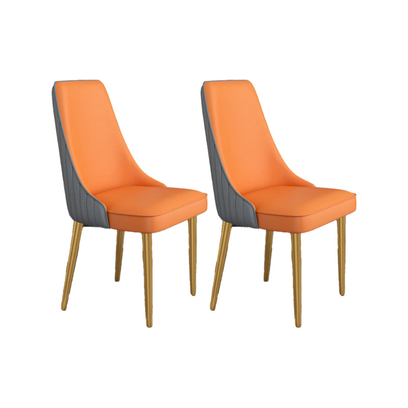 Glam Style Side Chair Parsons Leather Dining Chair with Gold Frame