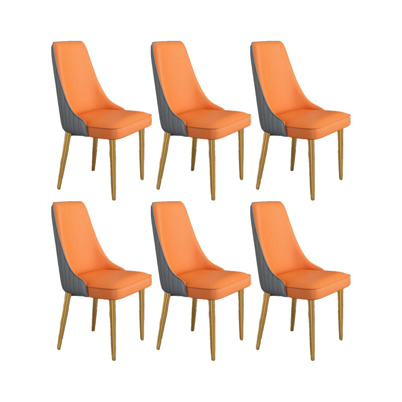 Glam Style Side Chair Parsons Leather Dining Chair with Gold Frame