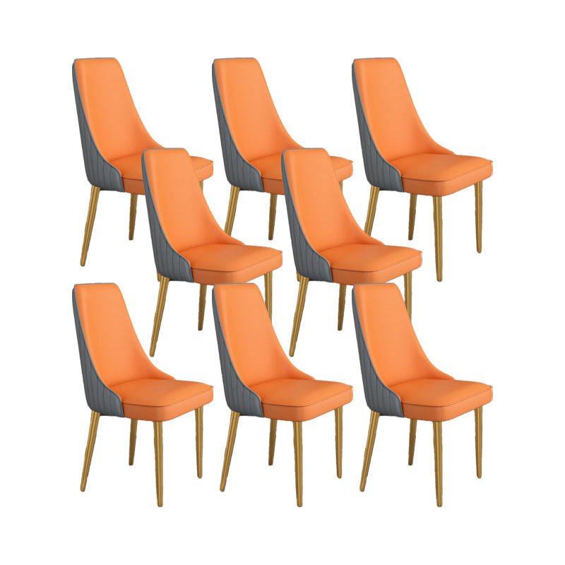 Glam Style Side Chair Parsons Leather Dining Chair with Gold Frame