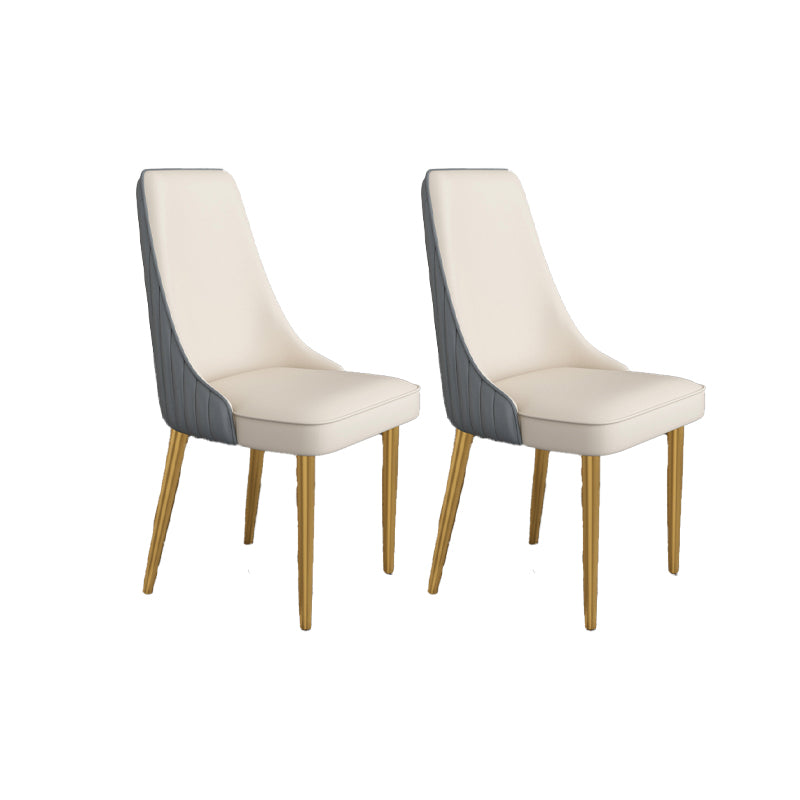 Glam Style Side Chair Parsons Leather Dining Chair with Gold Frame