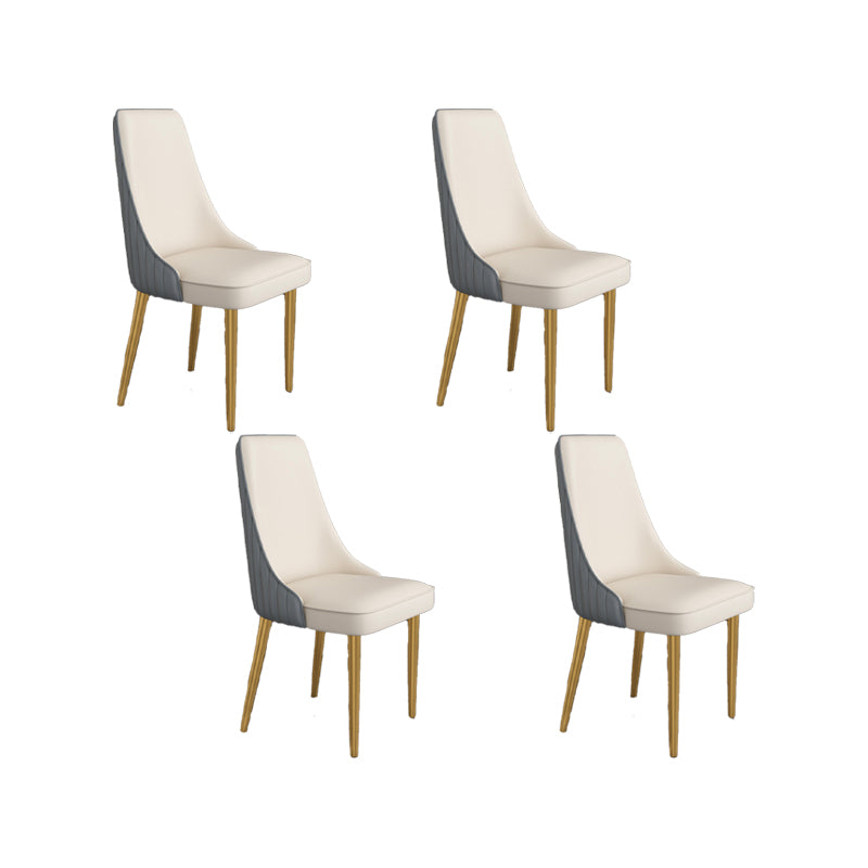 Glam Style Side Chair Parsons Leather Dining Chair with Gold Frame