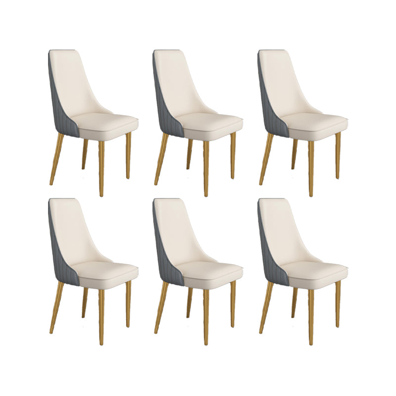 Glam Style Side Chair Parsons Leather Dining Chair with Gold Frame