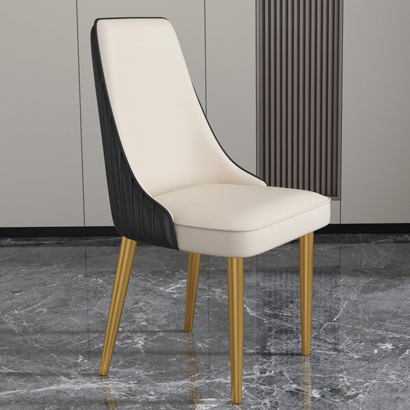 Glam Style Side Chair Parsons Leather Dining Chair with Gold Frame