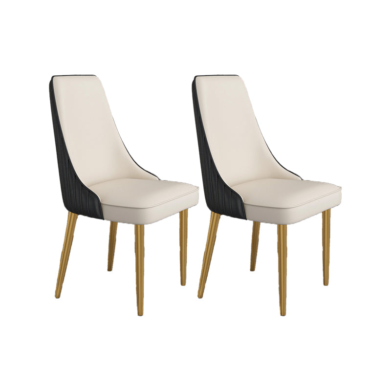 Glam Style Side Chair Parsons Leather Dining Chair with Gold Frame