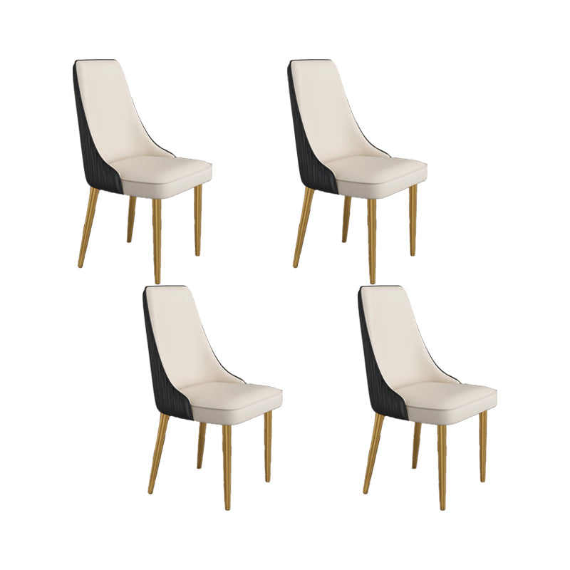 Glam Style Side Chair Parsons Leather Dining Chair with Gold Frame
