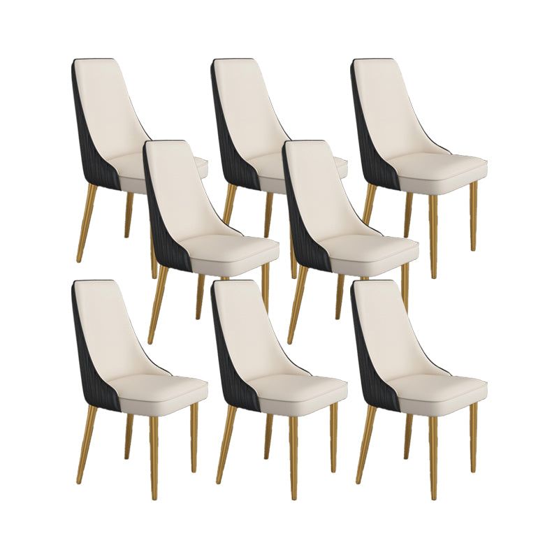 Glam Style Side Chair Parsons Leather Dining Chair with Gold Frame