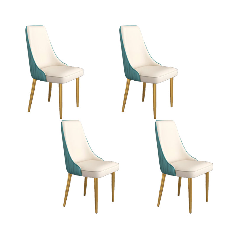 Glam Style Side Chair Parsons Leather Dining Chair with Gold Frame