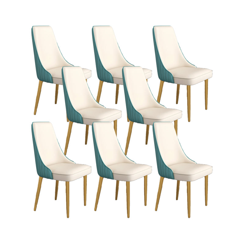 Glam Style Side Chair Parsons Leather Dining Chair with Gold Frame