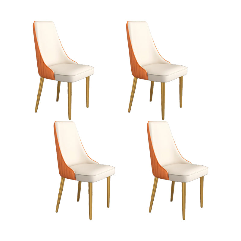 Glam Style Side Chair Parsons Leather Dining Chair with Gold Frame