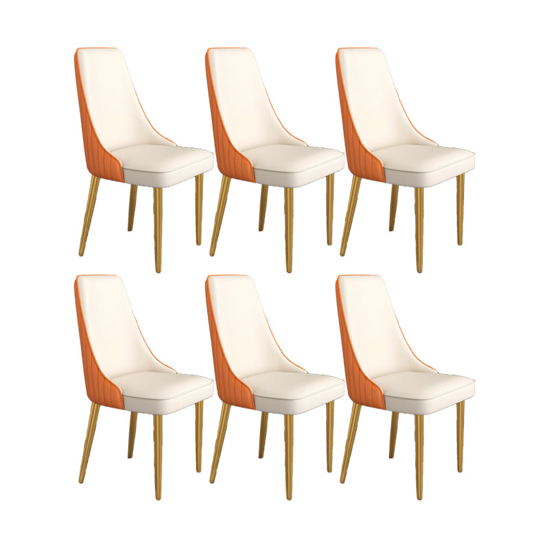Glam Style Side Chair Parsons Leather Dining Chair with Gold Frame
