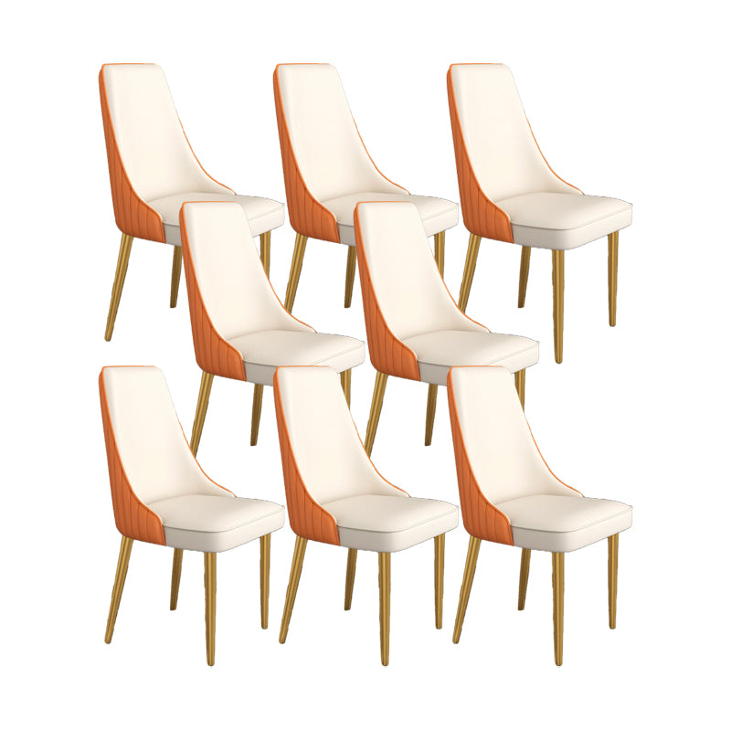 Glam Style Side Chair Parsons Leather Dining Chair with Gold Frame