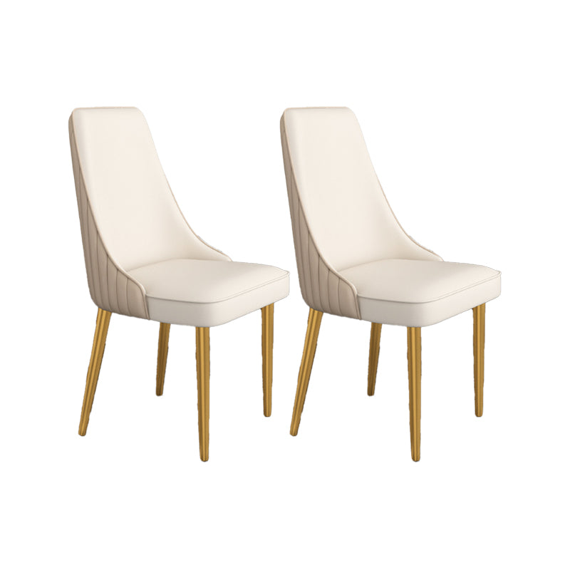 Glam Style Side Chair Parsons Leather Dining Chair with Gold Frame
