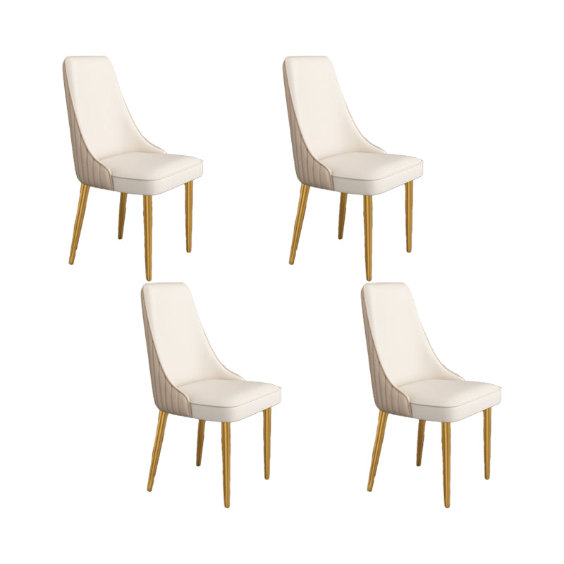 Glam Style Side Chair Parsons Leather Dining Chair with Gold Frame