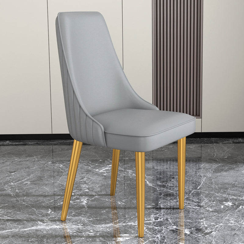 Glam Style Side Chair Parsons Leather Dining Chair with Gold Frame