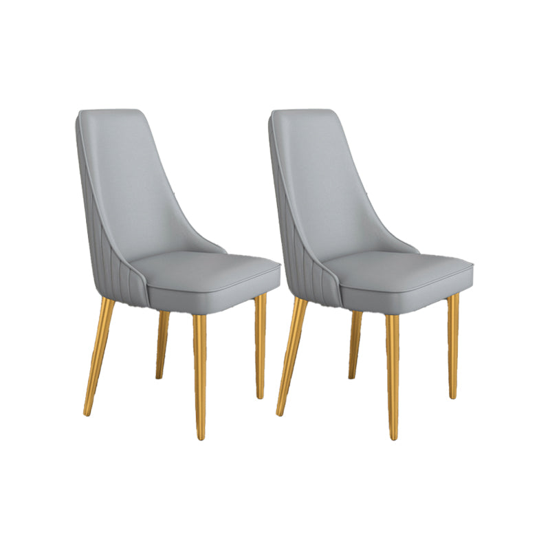Glam Style Side Chair Parsons Leather Dining Chair with Gold Frame