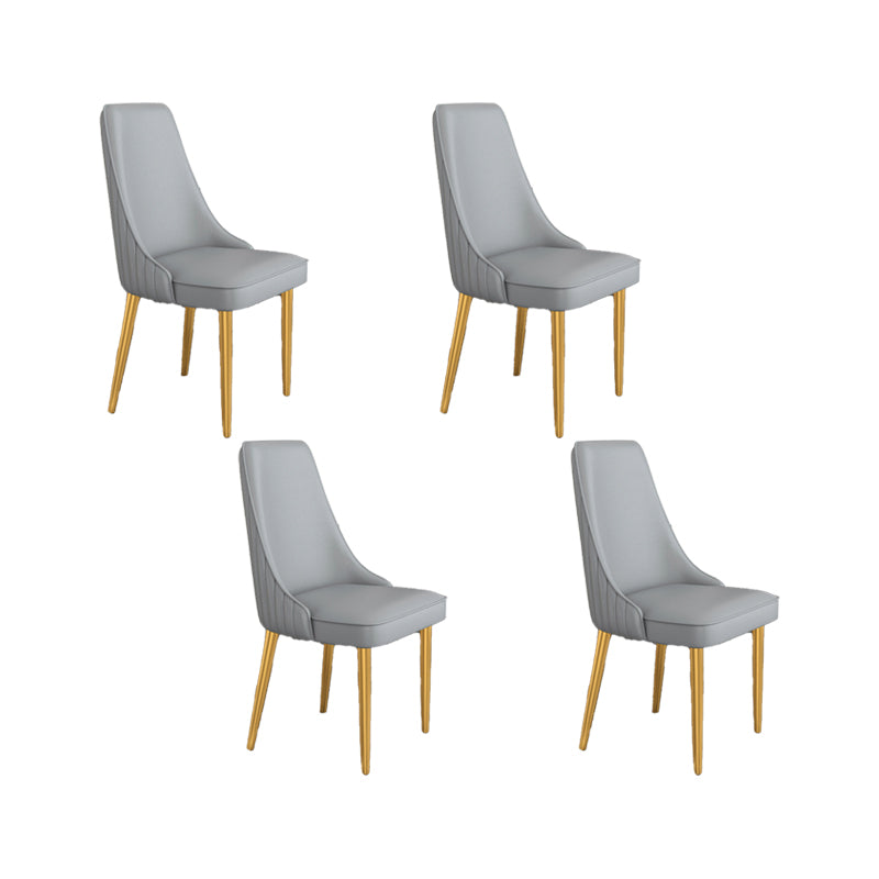 Glam Style Side Chair Parsons Leather Dining Chair with Gold Frame