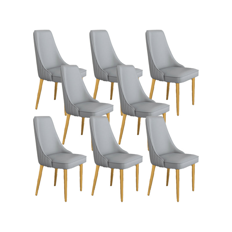Glam Style Side Chair Parsons Leather Dining Chair with Gold Frame