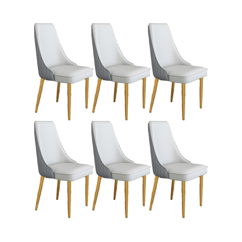 Glam Style Side Chair Parsons Leather Dining Chair with Gold Frame
