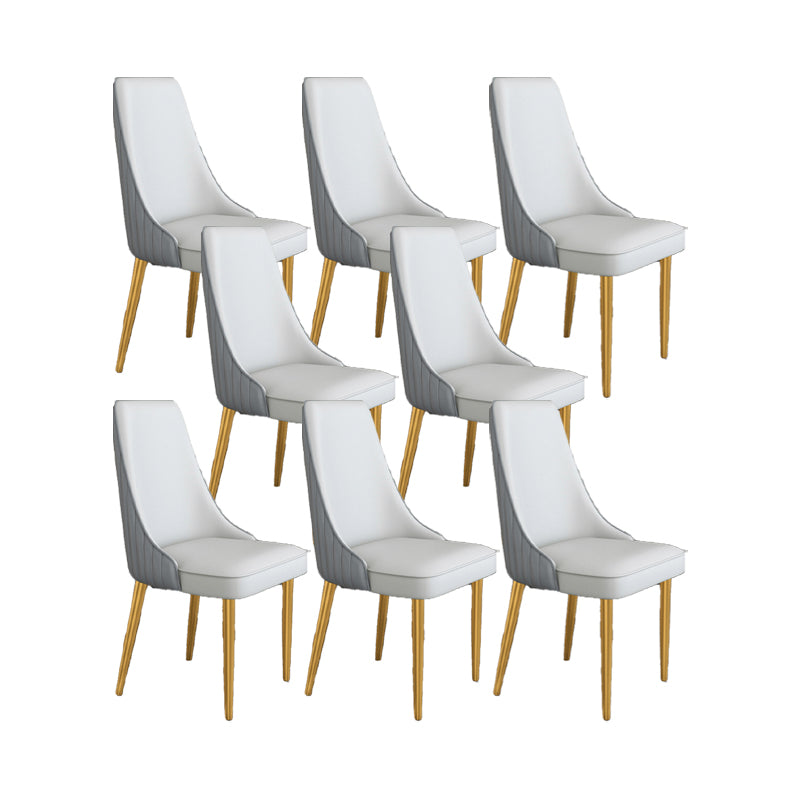 Glam Style Side Chair Parsons Leather Dining Chair with Gold Frame