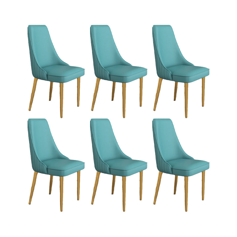 Glam Style Side Chair Parsons Leather Dining Chair with Gold Frame