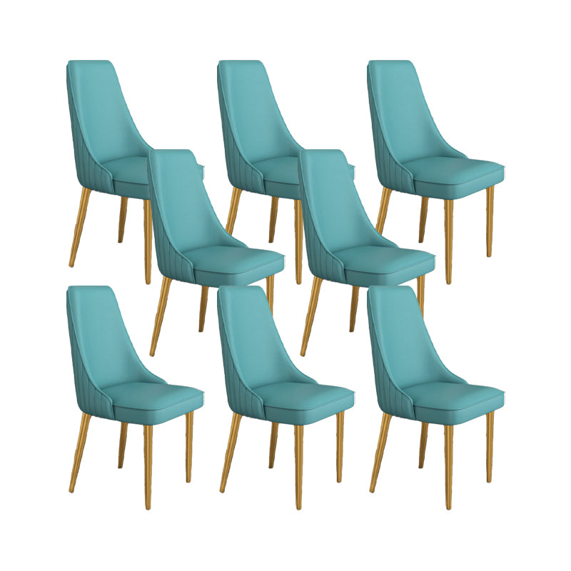 Glam Style Side Chair Parsons Leather Dining Chair with Gold Frame