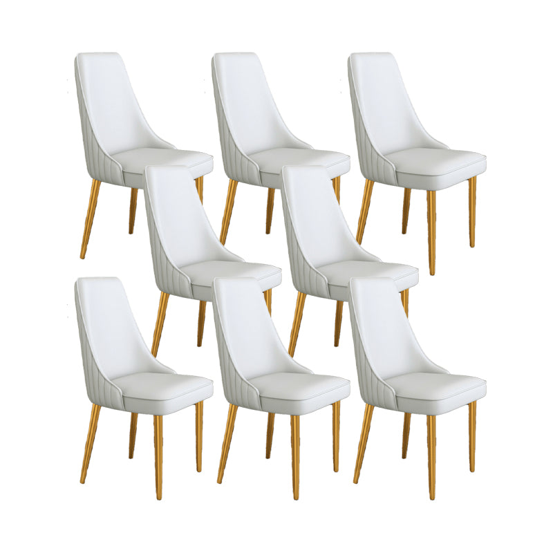 Glam Style Side Chair Parsons Leather Dining Chair with Gold Frame