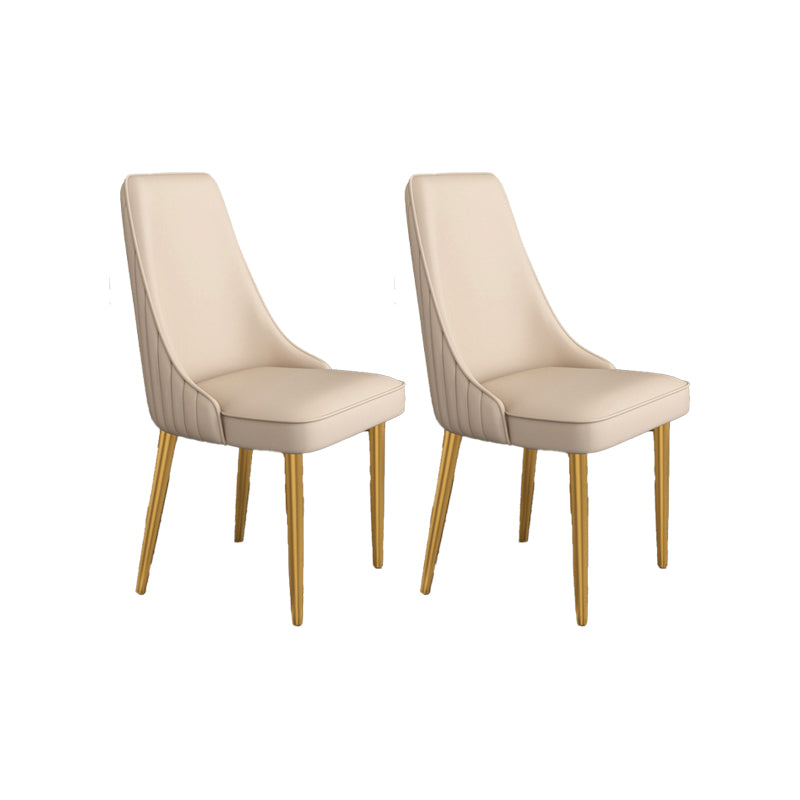 Glam Style Side Chair Parsons Leather Dining Chair with Gold Frame