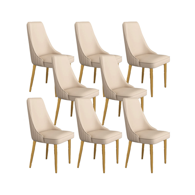 Glam Style Side Chair Parsons Leather Dining Chair with Gold Frame