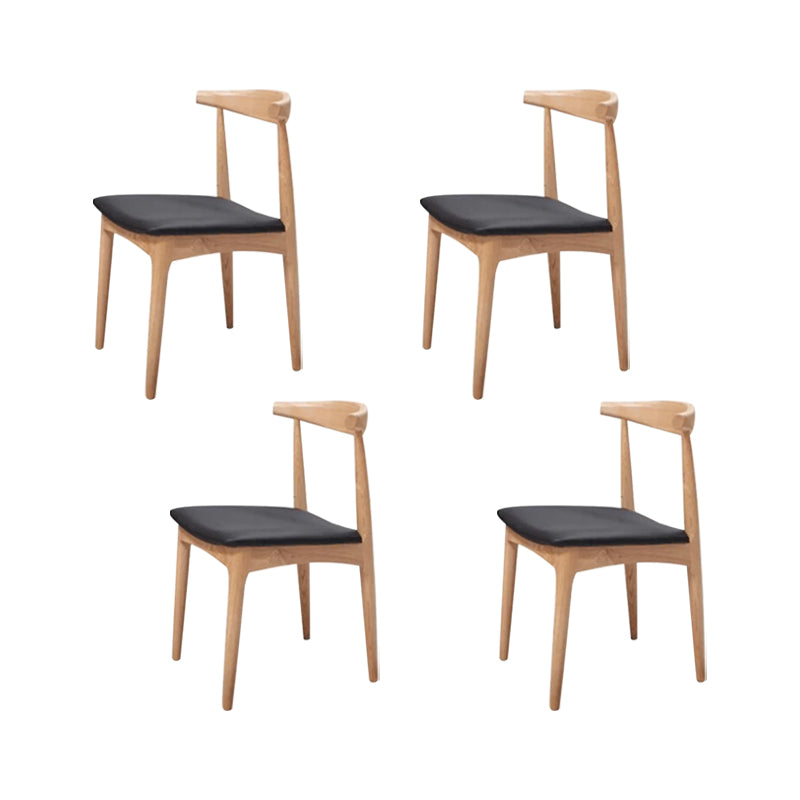 Contemporary Kitchen Dining Chairs Faux Leather Chairs with Wood Base