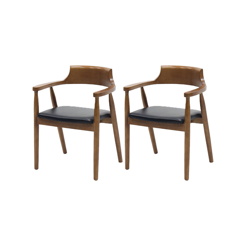 Contemporary Kitchen Dining Chairs Faux Leather Chairs with Wood Base