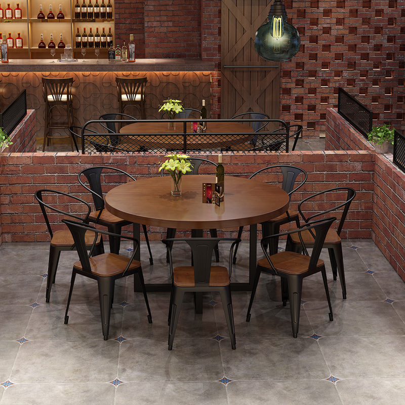 Solid Wood Dining Chairs Contemporary Arm Chairs with Metal Base