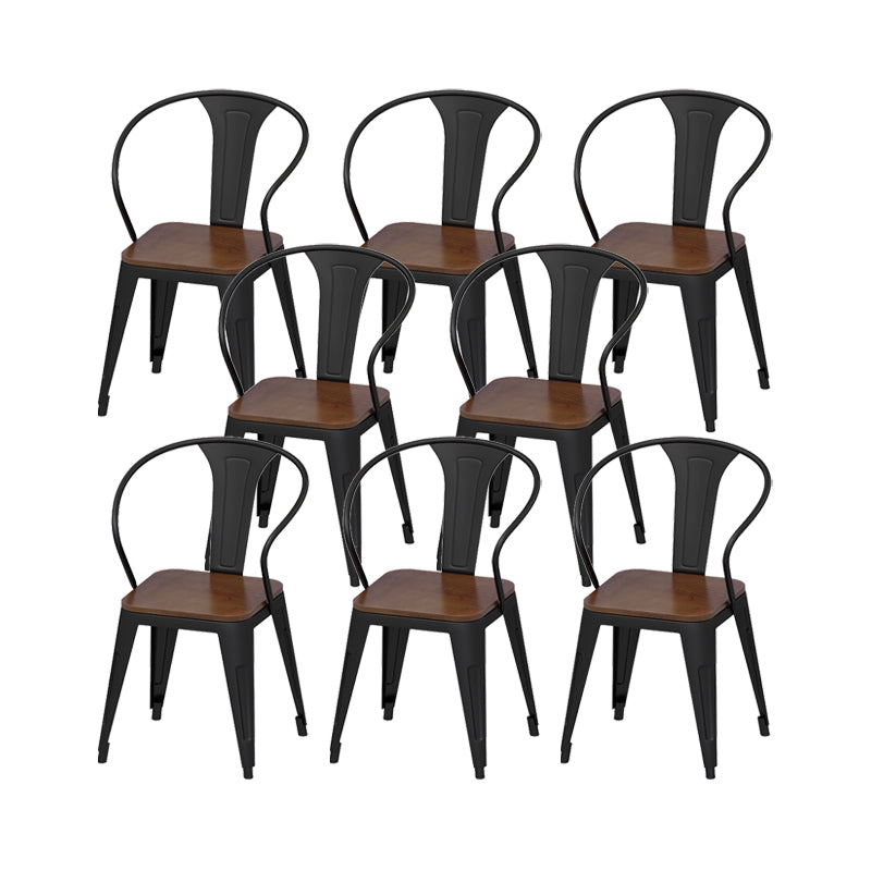 Solid Wood Dining Chairs Contemporary Arm Chairs with Metal Base