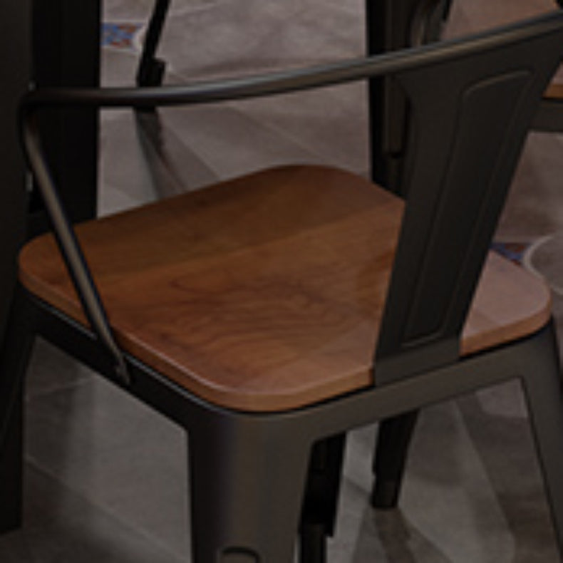 Solid Wood Dining Chairs Contemporary Arm Chairs with Metal Base