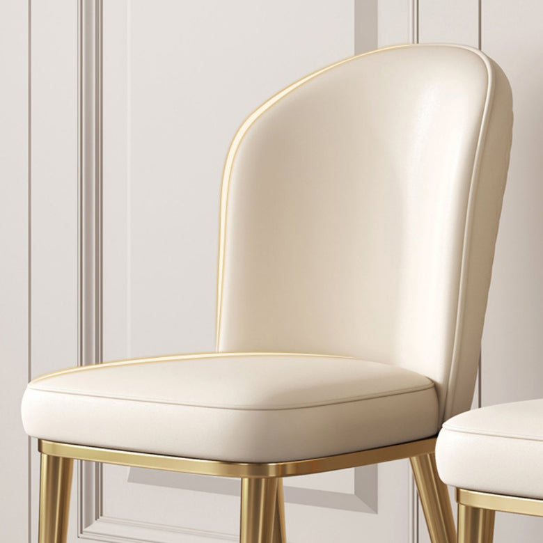 Leather Side Chair Glam Gold Base Dining Chair for Living Room