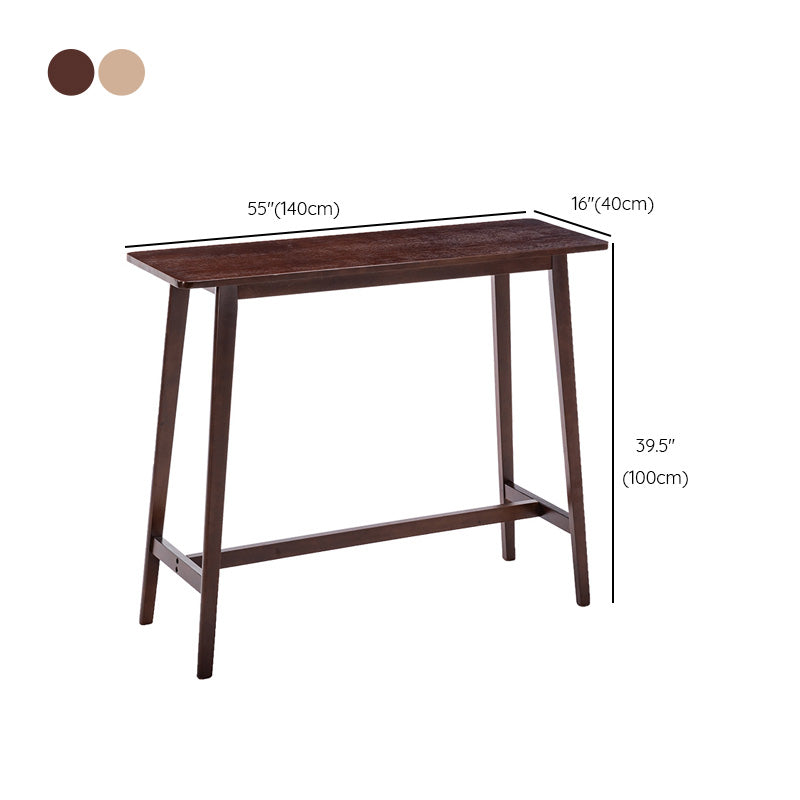 Rectangle Solid Wood Counter Height Table Modern Trestle Base in Brown and Natural