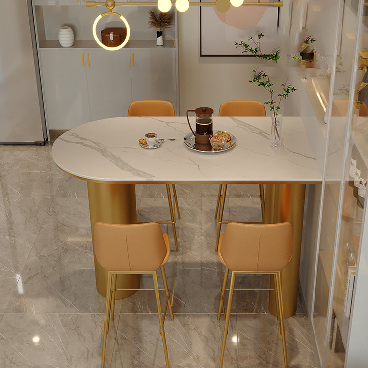 Modern Stone and Iron Counter Height Table Free Form Bar Table with 3 Legs