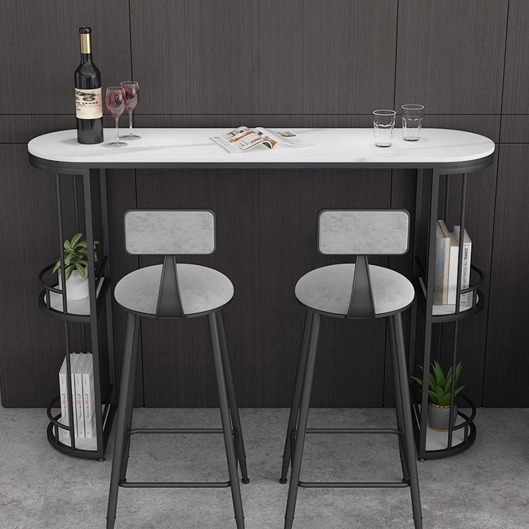 Double Storage Base Bar Dining Table Modern Oval Bar Dining Table