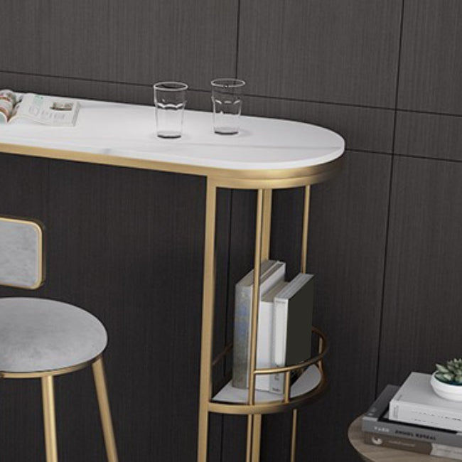 Double Storage Base Bar Dining Table Modern Oval Bar Dining Table