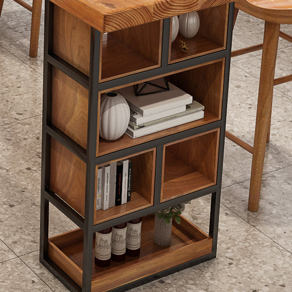 Rectangle Pine Solid Wood Bar Table Industrial Bar Table with Storage Base